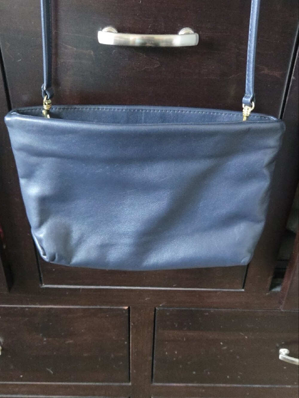 Vintage Avante USA Navy Blue Leather Minimalist Crossbody Purse - Picture 6 of 11